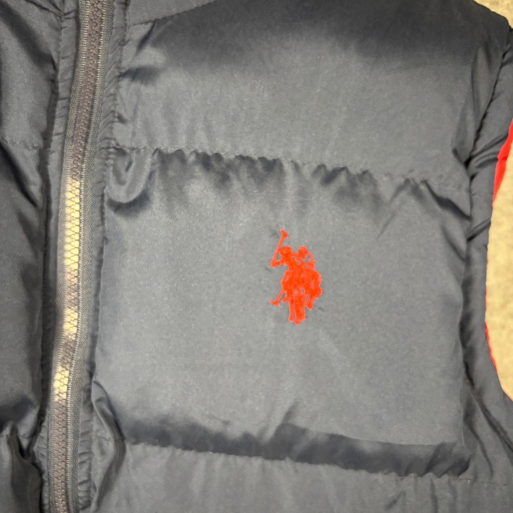 NWT US Polo Assn Mens Puffer Vest Navy Blue Red Logo Quilted Full Zip - Picture 4 of 9
